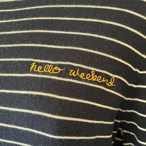 BR Hello Weekend Sweater Silk Cashmere Womens Med Blue Striped Nautical Preppy